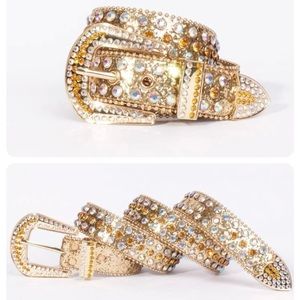 New Gorgeous Gold Embellished Rhinestone Western Decor Belt 7 Adjustable Holes